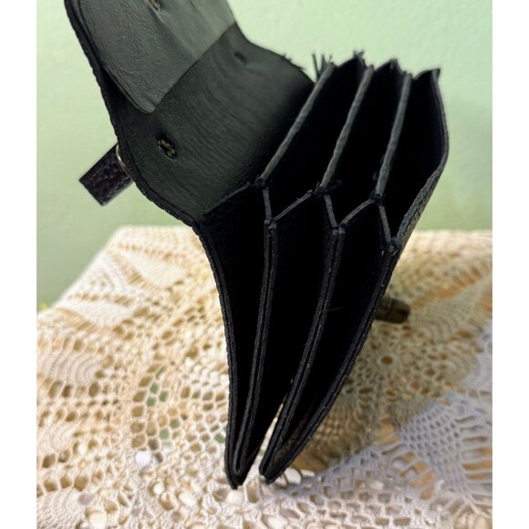 Vintage 60s Mini Black Pebble Leather Purse Escutcheon Clasp - Picture 13 of 16